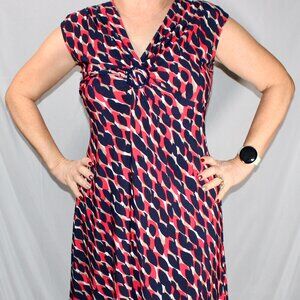 Chaps Small Navy & Pink Geometric Dress - Stylish & Comfortable